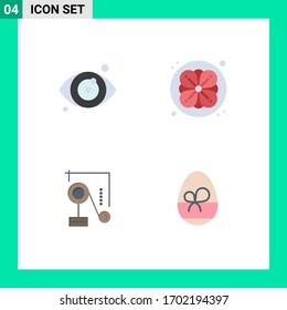 4 Flat Icon concept for Websites Mobile and Apps medical; exparimant physics; flower; expariment; gift Editable Vector Design Elements