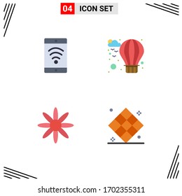 4 Flat Icon concept for Websites Mobile and Apps mobile; athletics; air; flower; game Editable Vector Design Elements