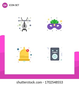 4 Flat Icon concept for Websites Mobile and Apps design; sound; carnival; face mask; songs Editable Vector Design Elements