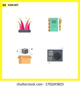 4 Flat Icon concept for Websites Mobile and Apps buffoon; sketch; joker; drawing; model Editable Vector Design Elements