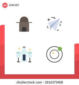 4 Flat Icon concept for Websites Mobile and Apps building; celebration; mosque; paper; drinks Editable Vector Design Elements