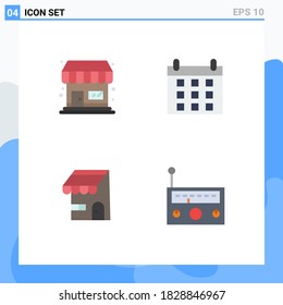 4 Flat Icon concept for Websites Mobile and Apps shop; shop; calendar; building; equipment Editable Vector Design Elements