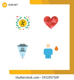 4 Flat Icon concept for Websites Mobile and Apps tag; gift; label; love; filter Editable Vector Design Elements