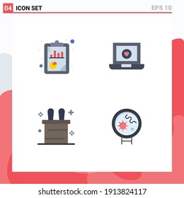 4 Flat Icon concept for Websites Mobile and Apps analysis; rabbit; seo analysis; heart; viruses Editable Vector Design Elements