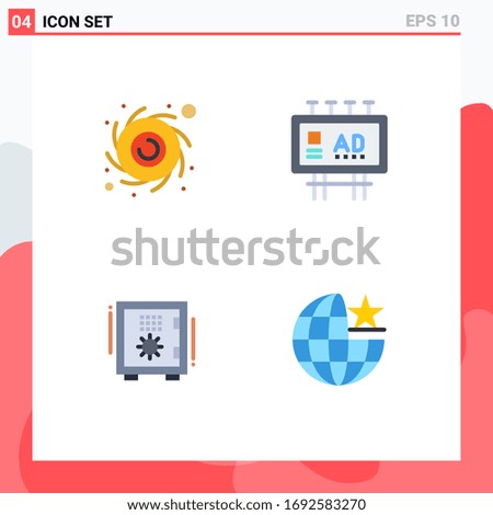 4 Flat Icon concept for Websites Mobile and Apps astronomy; box; advertising; promotion; safe Editable Vector Design Elements