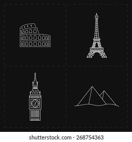 4 flat landmark icons