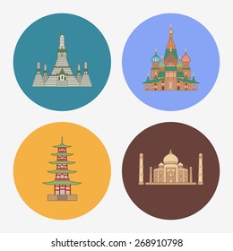 4 flat landmark icons