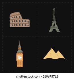 4 flat landmark icons