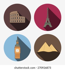 4 flat landmark icons