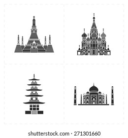 4 flat landmark icons