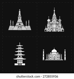 4 flat landmark icons