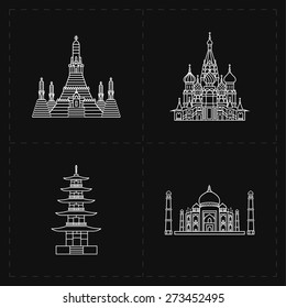 4 flat landmark icons