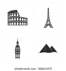 4 flat landmark icons