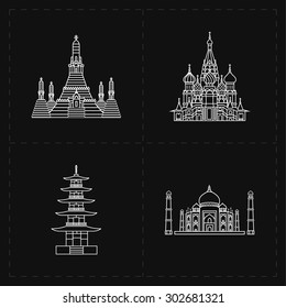 4 flat landmark icons