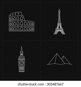 4 flat landmark icons