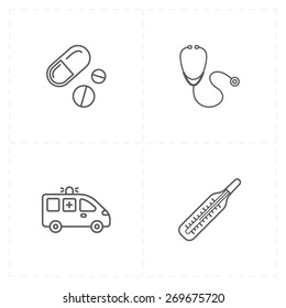 4 flat medicine icons