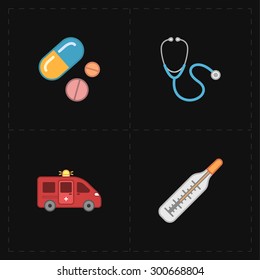 4 flat medicine icons