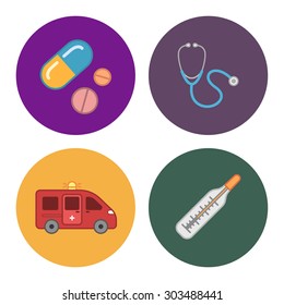 4 flat medicine icons