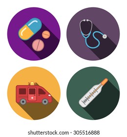 4 flat medicine icons
