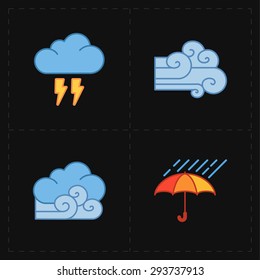 4 flat modern weather icons