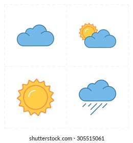 4 flat modern weather icons