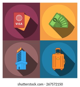 4 flat travel company icons