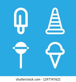 4 flavor icons with ice cream and lollipop in this set