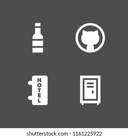4 floor icons in vector set. cat, locker, travel and kitchen illustration for web and graphic design