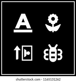 4 flower vector icon set with bee, macro, font and image icons for mobile and web