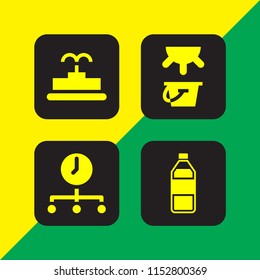 4 flowing icons in vector set. milk, fountain, time and water illustration for web and graphic design