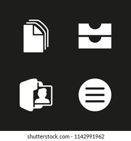 4 folder icon set with file, folder and is identical with vector illustration for graphic design and web