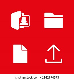 4 folder icon set with file, upload and folder vector illustration for graphic design and web