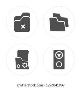 4 Folder, Layer, Group modern icons on round shapes, vector illustration, eps10, trendy icon set.