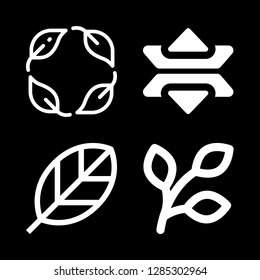 4 foliage icons with leaf and branch in this set