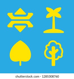 4 foliage icons with leaf and tree in this set