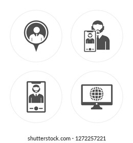 4 Follower, Selfie, Computer modern icons on round shapes, vector illustration, eps10, trendy icon set.