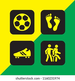 4 foot icons in vector set. soccer, broken leg and human footprint illustration for web and graphic design
