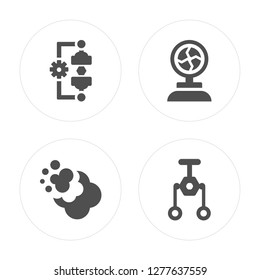 4 Force, Dispersion, Plasma ball, Pulley modern icons on round shapes, vector illustration, eps10, trendy icon set.