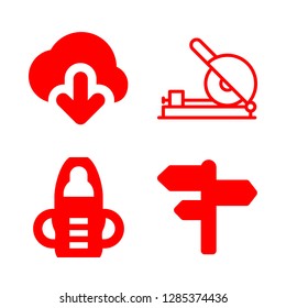 4 forest icons with pointer and download from the filled cloud in this set