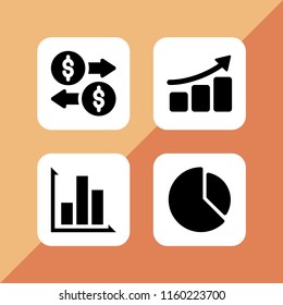 4 forex icons in vector set. exchange, chart and graph illustration for web and graphic design