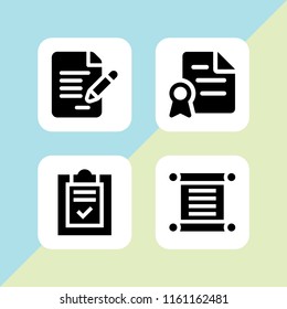 4 form icons in vector set. files and folders, list and contract illustration for web and graphic design