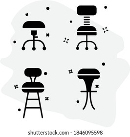 4 formas de diseños de iconos o sillas que pueden utilizarse para diversos fines, presentaciones o sitios web