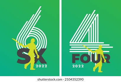 4 four and 6 Sixer Illustration for cricket Match. vector