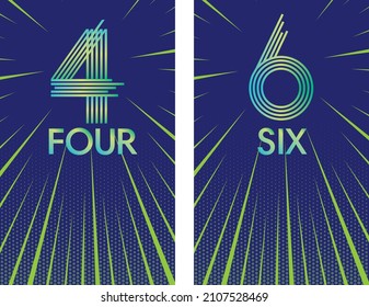 4 four and 6 Sixer Illustration for cricket Match. vector