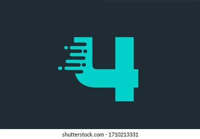 4 four blue number logo icon with line design for business and company
