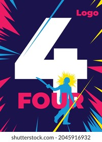 4 four Illustration for cricket Match. vector