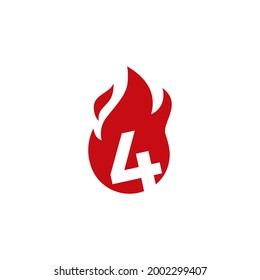 4 four number fire flame logo vector icon illustration