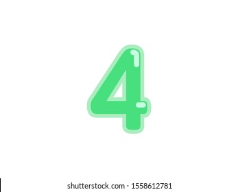 4 four number green vector jelly glossy bright typography for web holiday event 