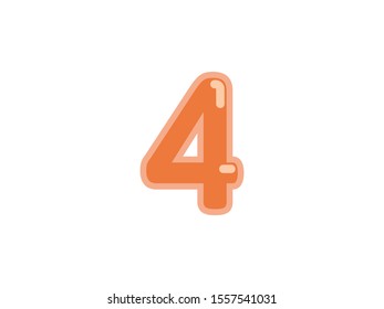 4 four number orange vector jelly glossy bright typography for web holiday event 