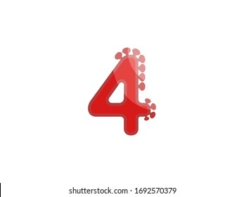 4 four number red coronavirus floral font covid vector design element